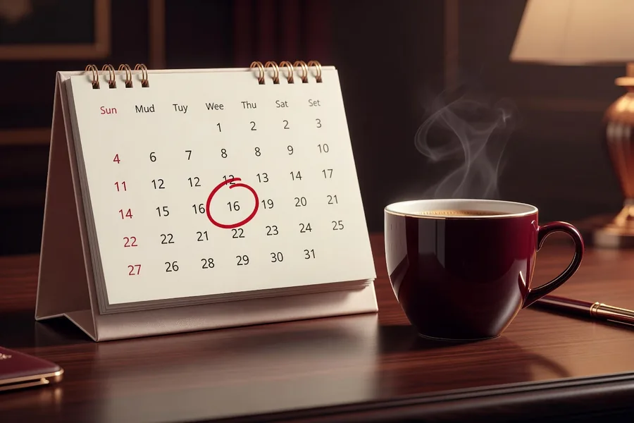 Kalender met een gemarkeerde dag